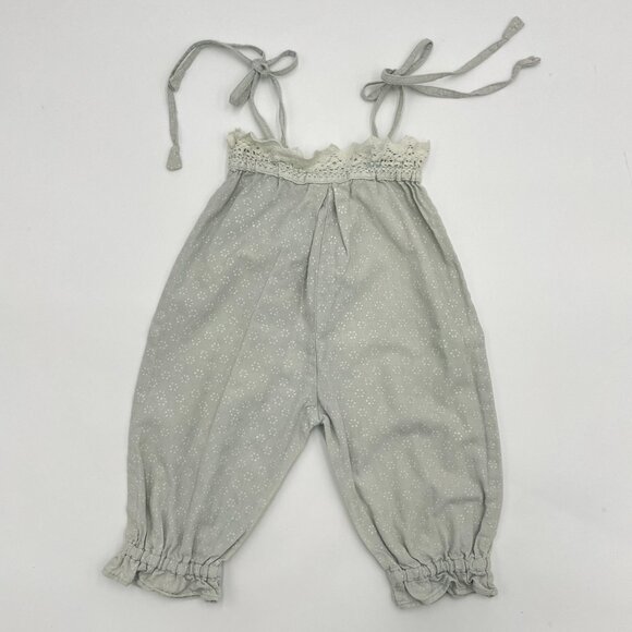 Akshu and Ing‎ Romper Overalls Tie Shoulders Gray Dots Lace Toddler Girl - Picture 2 of 10